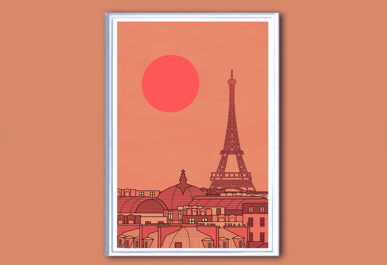 Paris travel poster retro print in various sizes image 1