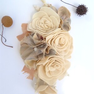 Large floral brooch, corsage, sash pin, floral, dress accessories, felt flowers, handmade, hand stitched, unique, Flower cluster III image 4