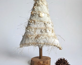 Christmas tree, soft sculpture, fiber art, mantel decor, home decor, collectible art, Tree 3