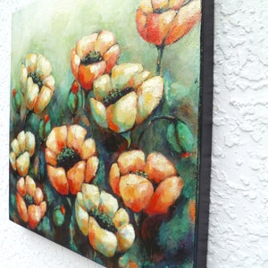 Flowers acrylic painting, original art, cradled wood panel, home decor, ready to hang, collectible art, one of a kind, Terra Fantasia II image 10