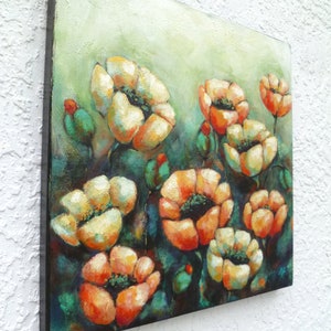 Flowers acrylic painting, original art, cradled wood panel, home decor, ready to hang, collectible art, one of a kind, Terra Fantasia II image 6