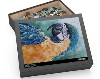 Parrot Puzzle (120, 252, 500-Piece), Blue-throated macaw