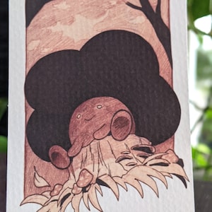 ACEO print, Original illustration, 3.5 x 2.5, Vileplume inspired