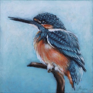 Original Acrylic Kingfisher Painting: Nature-Inspired Bird Art on Canvas