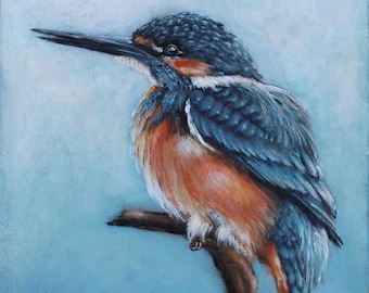Original Acrylic Kingfisher Painting: Nature-Inspired Bird Art on Canvas