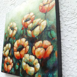 Flowers acrylic painting, original art, cradled wood panel, home decor, ready to hang, collectible art, one of a kind, Terra Fantasia II image 4