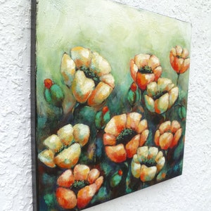 Flowers acrylic painting, original art, cradled wood panel, home decor, ready to hang, collectible art, one of a kind, Terra Fantasia II image 7