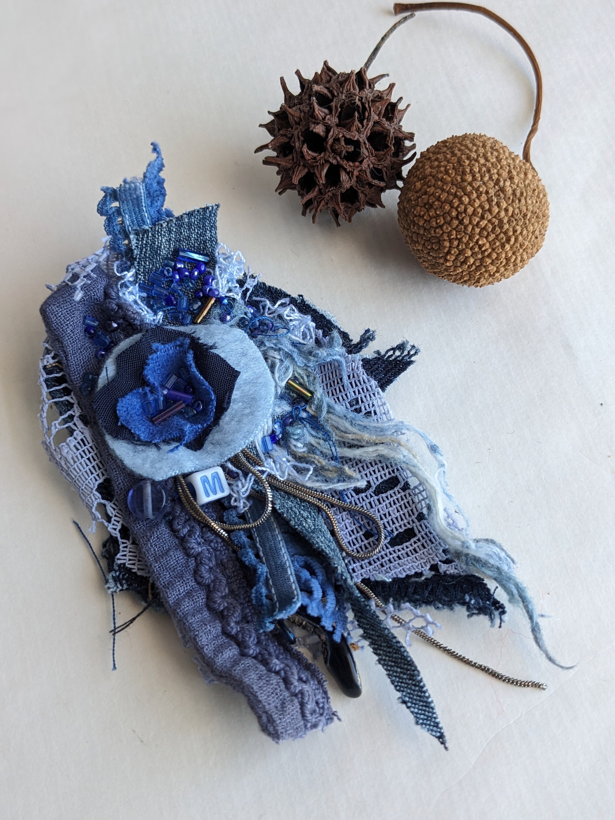 Denim Brooch Etsy