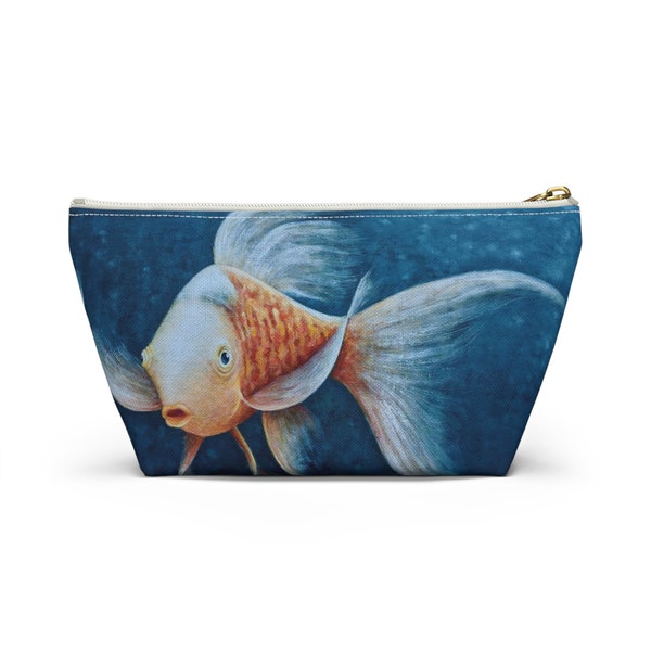 Koi pouch, Accessory Pouch w T-bottom, cosmetic travel bag, pencil bag, Butterfly Koi