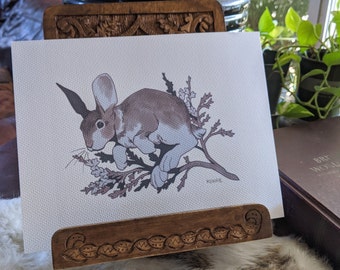 Hare Illustration Print – Rabbit Jumping Art, Original Animal Drawing