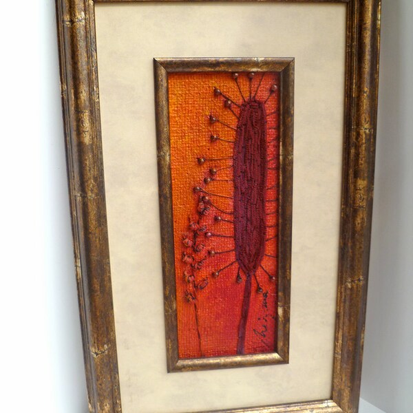 SALE Purple cat-tail I, original mixed media artwork