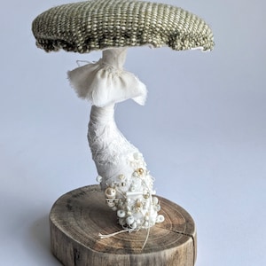 Mushroom sculpture, textile fiber art, toadstool, soft sculpture, mantel art, home decor, toadstool decor, Mushroom 8