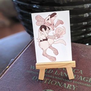 Lucario Inspired ACEO Print – Original Illustration by Veronika Cesar, Collectible Art Card 2.5&quot; x 3.5&quot;, Matte Textured Paper