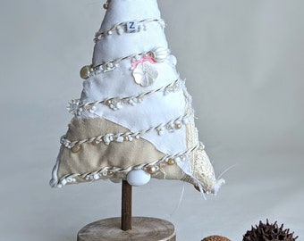 Christmas tree, soft sculpture, fiber art, mantel decor, decorative object, home decor, Tree 16