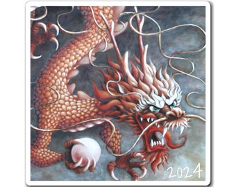 Dragon Year Magnets, dragon art, mythical animal art, refrigerator magnet, kitchen decor, Chinese horoscope, year of a dragon