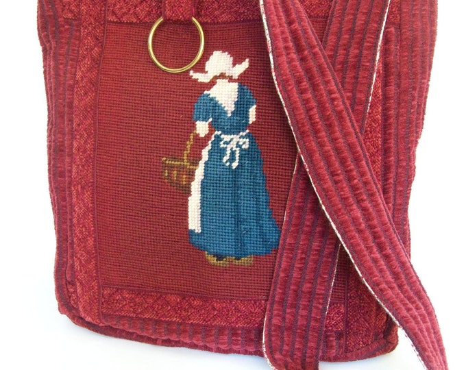 COUPON CODE SALE Vintage Dutch Needlepoint Applique Messenger Etsy
