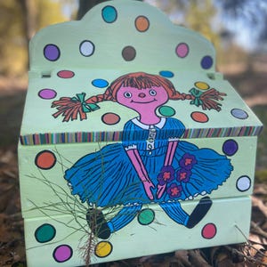 vintage upcycled wooden box with drawer whimsically painted girlie gift home decor