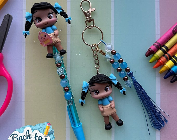 Handmade Doll Pen and Keychain Set: Personalized Gift