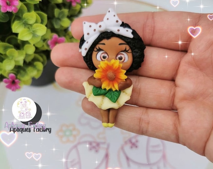 Cold Porcelain Doll Applique, Hair Bow Center