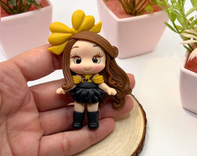Cold Porcelain Doll Applique, Hair Bow Center
