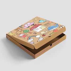 Caja de pizza totalmente personalizada de alta calidad para bodas, caja de pizza cuadrada Kraft para regalo de cumpleaños, caja de pizza para fiestas, caja de pizza DIY