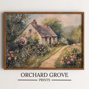 Cottage Garden Art Cottage Painting French Country Decor Cottage Country Wall Art Printable Rose Garden Painting English Cottagecore Art 260