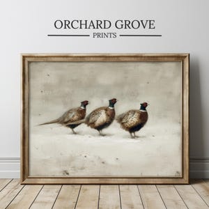 Pheasant Wall Art, Vintage Bird Print, Rustic Country Winter Decor, Winter Bird Decor, Winter Animal Print, Pheasant Print, Nature Art 542