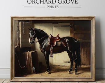 Stampa ritratto di cavallo vintage, decorazione da parete equestre, decorazione con animali da fattoria, regalo per amanti dei cavalli di campagna, stampa rustica da fienile, arte vintage con cavallo 306