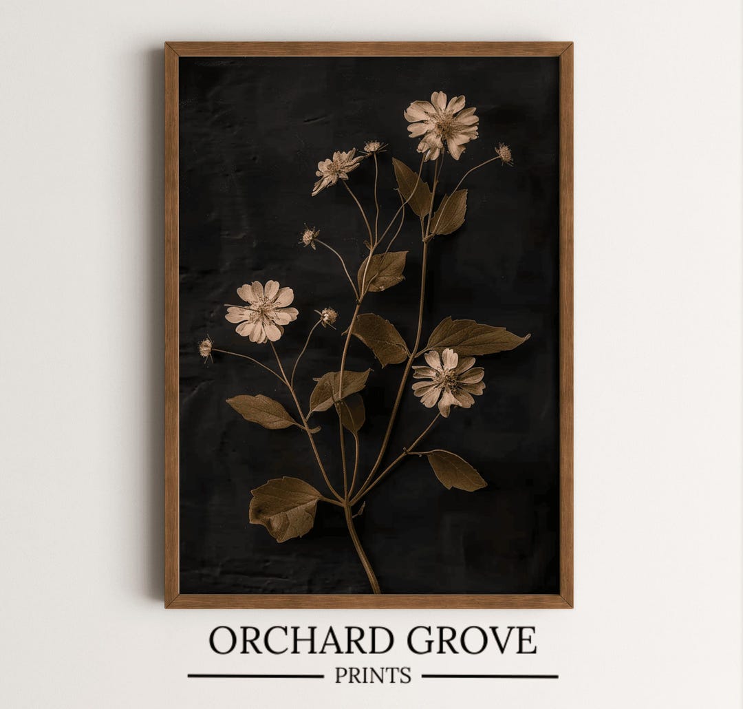 Dark Academia Botanical Wall Art Vintage Moody Dark Flower Print Floral ...