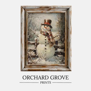 Snowman Christmas Wall Art Rustic Christmas Decor Winter Home Decor Snowman Print Holiday Home Decor Vintage Christmas Art 187