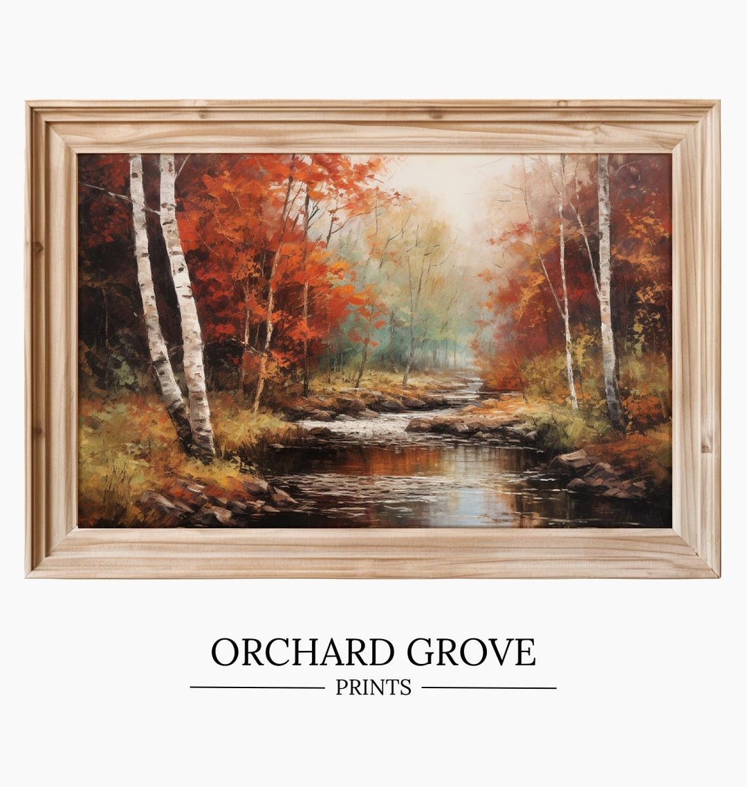 Autumn Wall Art Vintage Fall Landscape Painting Forest Fall Decor Fall ...