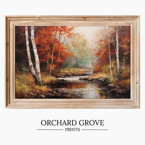 Autumn Wall Art Vintage Fall Landscape Painting Forest Fall Decor Fall Oil Painting Autumn Decor Moody Wall Art Digital Print Fall Print 132