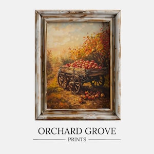 Fall Apple Orchard Wall Art Vintage Oil Painting Autumn Home Decor Country Apple Orchard Print Rustic Digital Print PRINTABLE 152