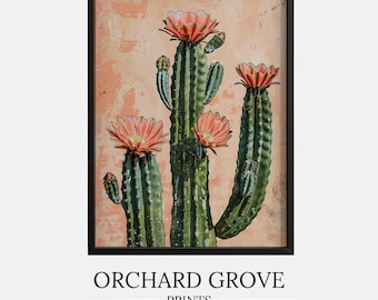 Flowering Cactus Wall Art Desert Decor Art Succulent Cactus Print Floral Botanical Print Art Western Plant Artwork PRINTABLE 154