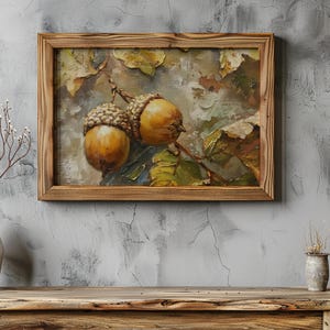 Fall Acorn Wall Art Acorn Print Vintage Autumn Landscape Painting