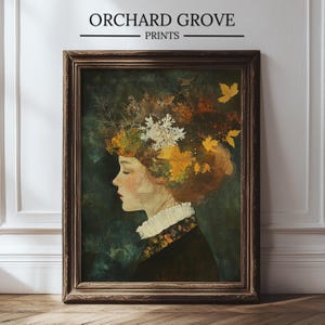 Nature Mind Victorian Woman Wall Art Decadent Woman Art Victorian Portrait Nature Feminine Nature Art Young Woman Portrait Print 319