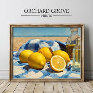Lemons Art Painting Beach Lemon Print Lemon Decor Gift Lemons Artwork Citrus Painting Citrus Art Print Beach Fruit Art Lemon Artwork 314