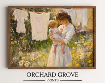 Spring Motherhood Print Mothers Day Print Motherhood Wall Art Laundry Room Clothesline Print Printable Nursery Wall Art Instant Download 263