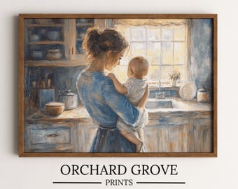 Nieuwe moeder print moederschap Moederdag print keuken moeder cadeau moeder Bond moeder dochter print liefdevolle moeder kunst Moederdag cadeau nieuwe moeder 272