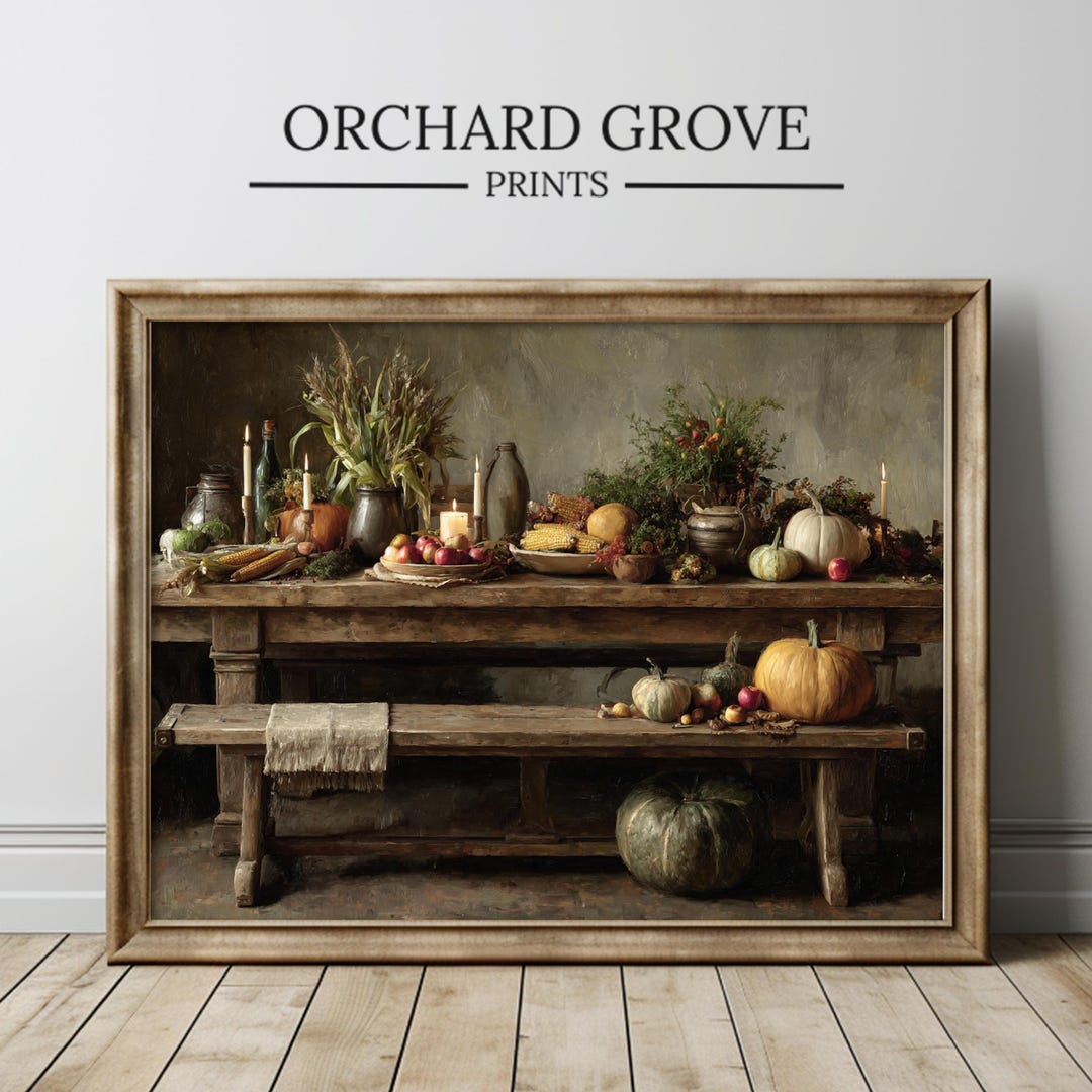 Vintage Harvest Kitchen Printable, Rustic Autumn Farmhouse Wall Art ...