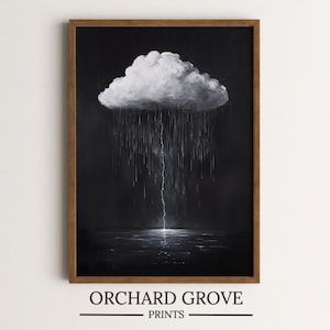 Moody Cloud Print Dark Cottagecore Dark Academia Art Dark Moody Aesthetic Clouds Art Lightning Print Gothic Abstract Cloud Oil Painting 240