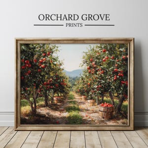 Rustic Apple Orchard Printable, Farmhouse Autumn Wall Art, Vintage Fall Orchard Painting, Country Cottagecore Decor, Farmhouse Style Art 352