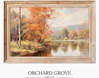 Vintage Autumn Landscape Painting Forest Wall Art Autumn Fall Home Decor Autumn Decor Rustic Autumn Painting Fall Decor Moody Wall Art 133