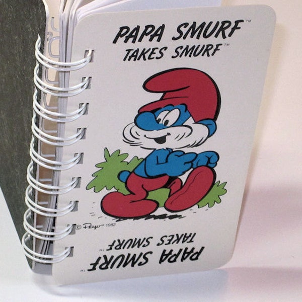 Smurf Game Cards Handmade into Notebook - Papa Smurf