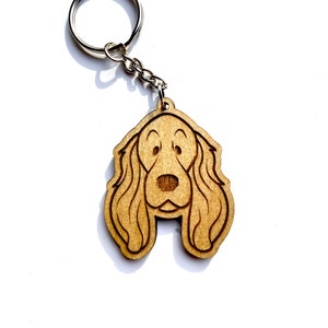 Cocker Spaniel Keychain Springer Dog Wooden Charm Dog Mom Gift Laser Engraved Animal Art Cute Comic Puppy