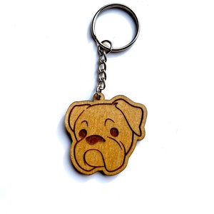 Boxer Keychain German Boxer Wooden Charm Dog Mom Gift Mastiff Laser Engraved Art Cute Puppy