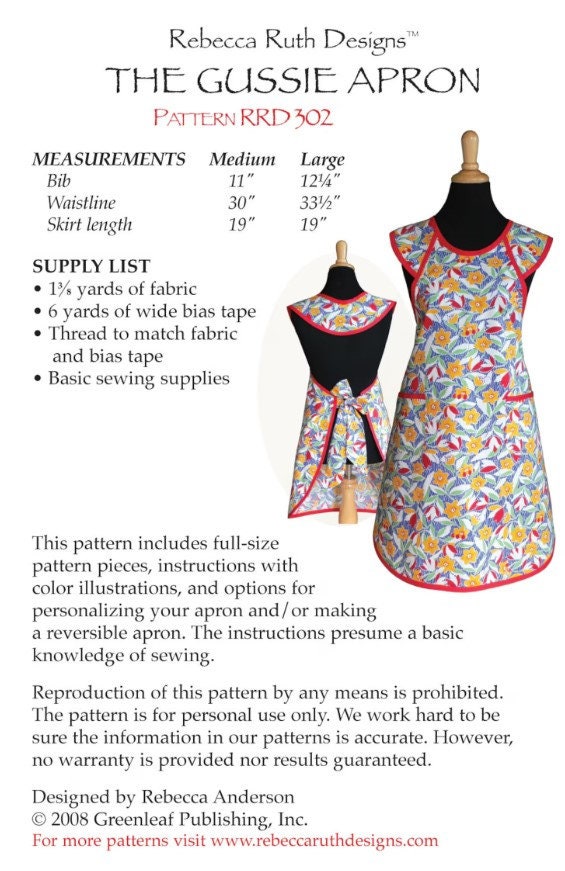 Rebecca Ruth Designs The Gussie Apron by Rebecca Ruth Designs - Etsy