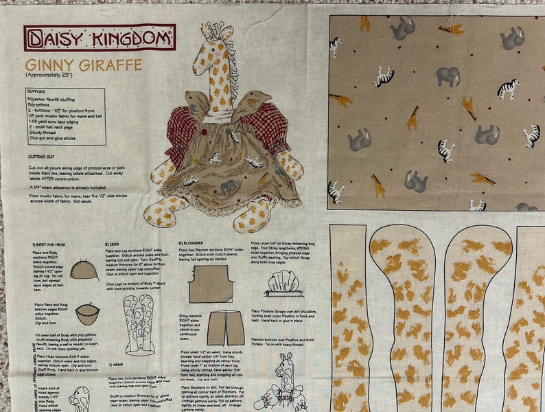 Fabric Panel: ginny Giraffe Doll by Daisy Kingdom for Cranston Print ...