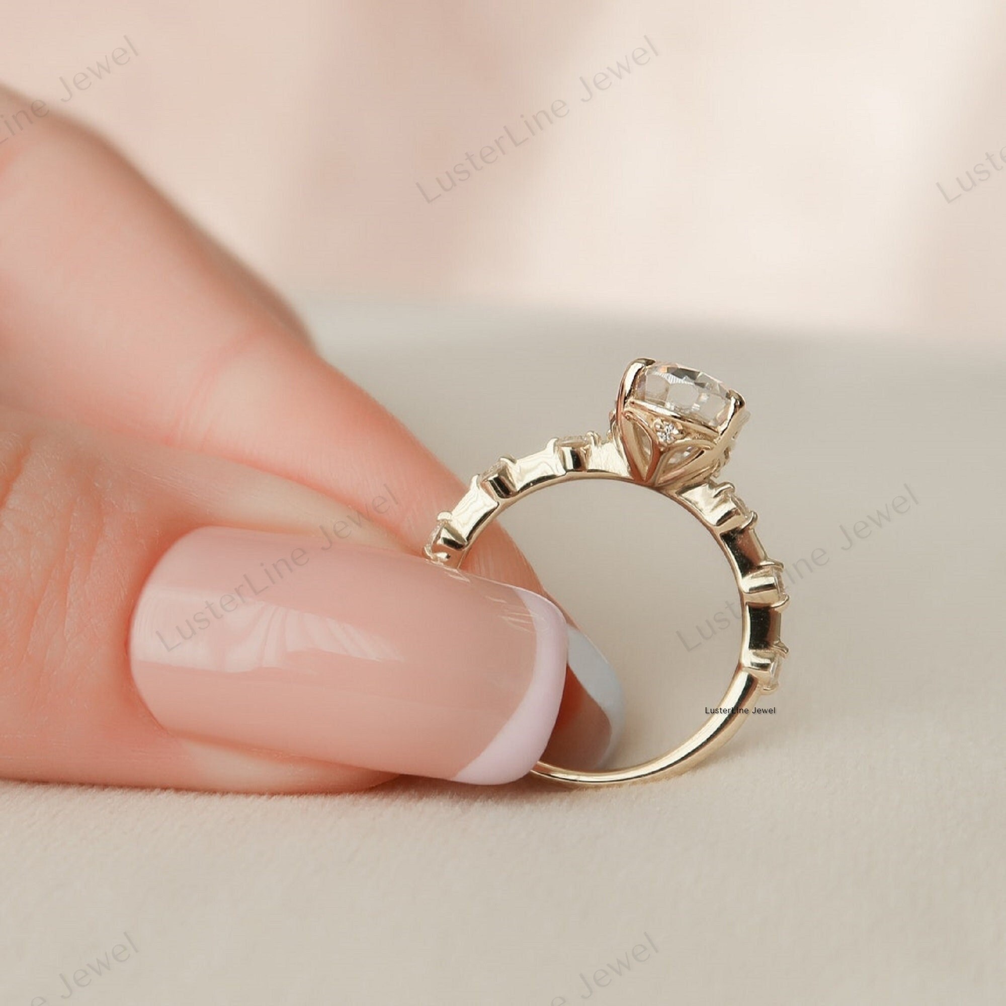 2.0 CT Oval Cut Moissanite Engagement Ring, 14K Solid Gold Wedding Ring ...