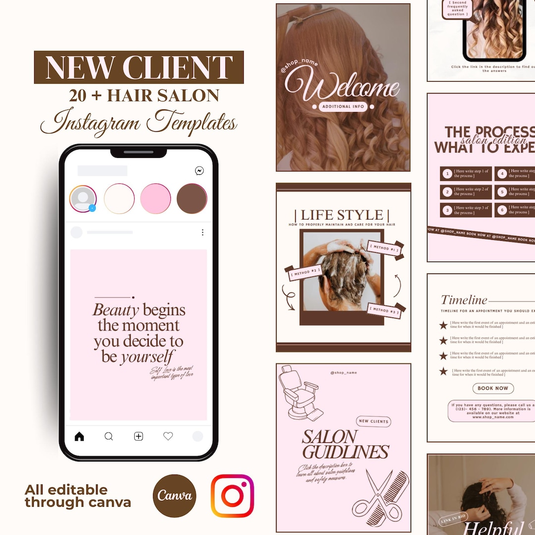 New Client Instagram Templates for Hair Salons | 20+ Editable Canva ...